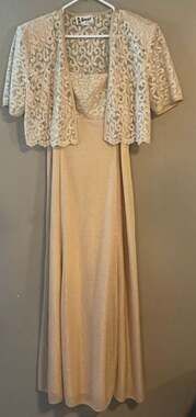 Aspeed Design Champagne Gold Lace Bodice Gown with Bolero Jacket Size XL